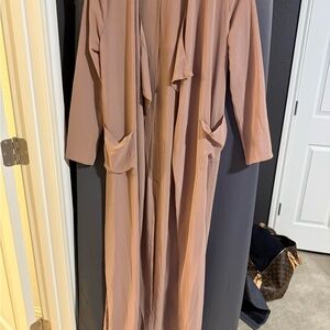 Naked wardrobe Long Duster Cardigan in Dusty Rose/nude